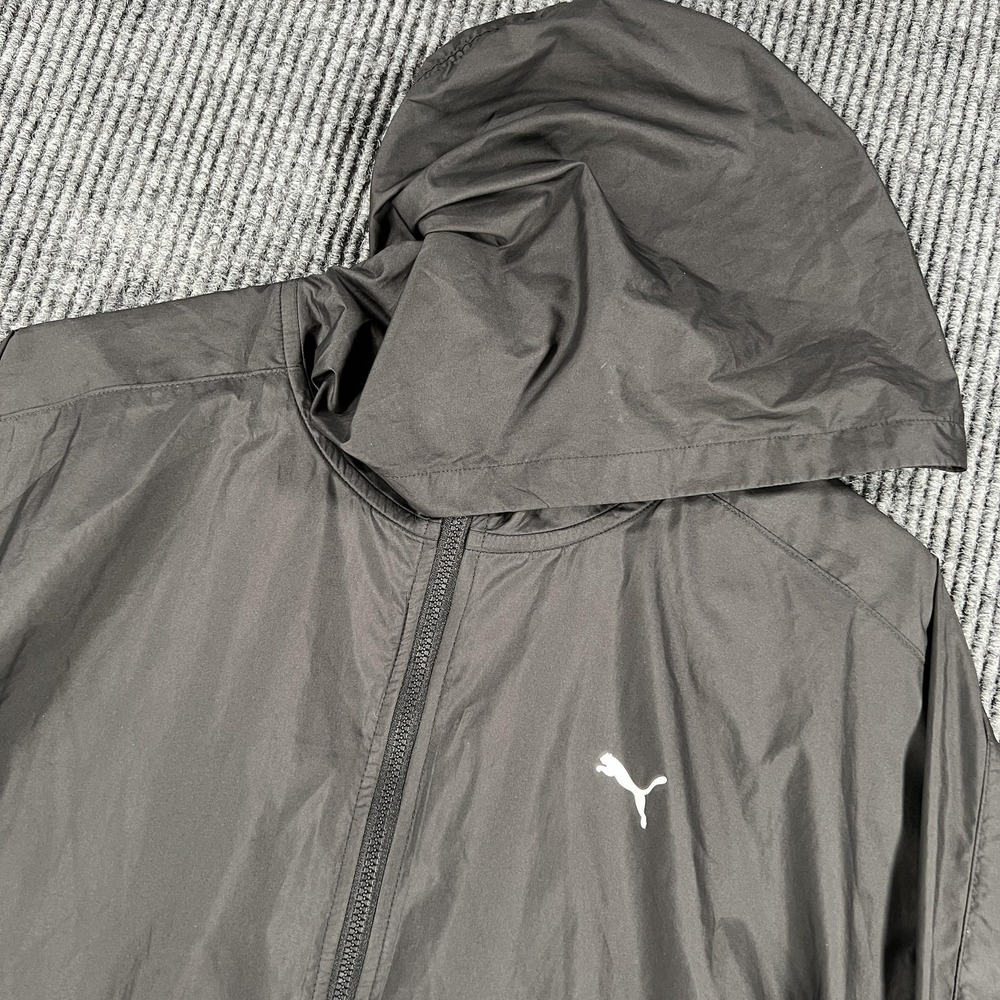 Puma Train‎ Jacket Womens Medium Black Hooded Full Zip Windbreaker Lightweight